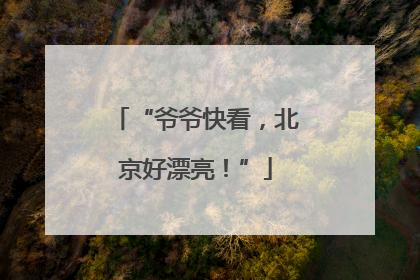 “爷爷快看，北京好漂亮！”