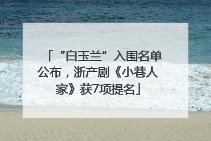 “白玉兰”入围名单公布，浙产剧《小巷人家》获7项提名