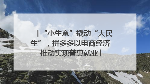 “小生意”撬动“大民生”，拼多多以电商经济推动实现普惠就业