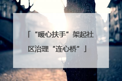 “暖心扶手”架起社区治理“连心桥”