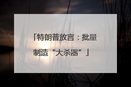 特朗普放言：批量制造“大杀器”