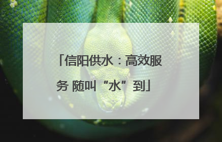 信阳供水：高效服务 随叫“水”到