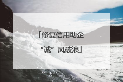 修复信用助企“诚”风破浪
