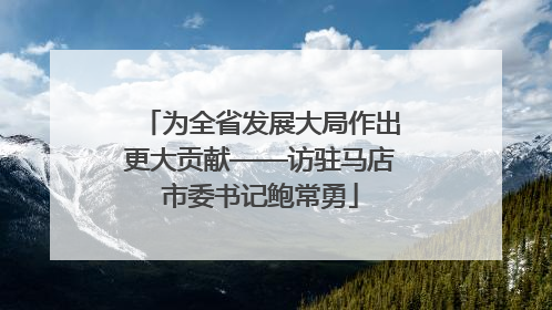 为全省发展大局作出更大贡献——访驻马店市委书记鲍常勇