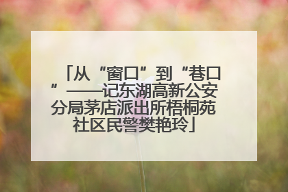 从“窗口”到“巷口”——记东湖高新公安分局茅店派出所梧桐苑社区民警樊艳玲