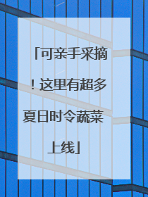 可亲手采摘！这里有超多夏日时令蔬菜上线