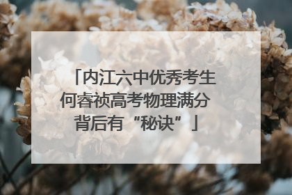 内江六中优秀考生何睿祯高考物理满分背后有“秘诀”
