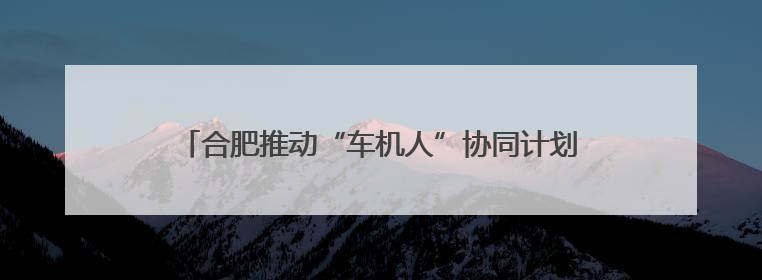合肥推动“车机人”协同计划 打造聚合型智能产业集群