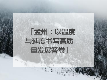 孟州：以温度与速度书写高质量发展答卷