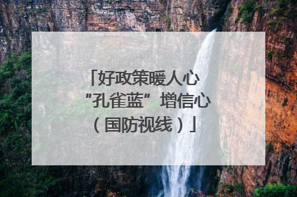好政策暖人心 “孔雀蓝”增信心（国防视线）