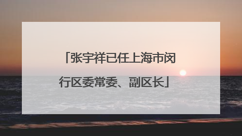 张宇祥已任上海市闵行区委常委、副区长