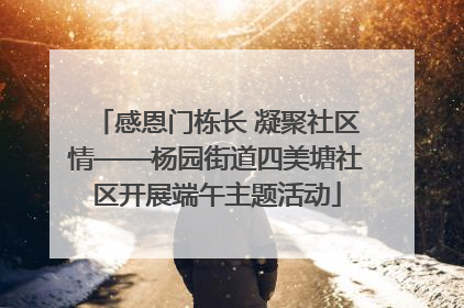 感恩门栋长 凝聚社区情——杨园街道四美塘社区开展端午主题活动