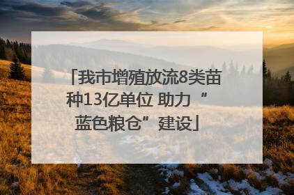 我市增殖放流8类苗种13亿单位 助力“蓝色粮仓”建设