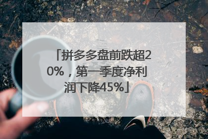 拼多多盘前跌超20%，第一季度净利润下降45%