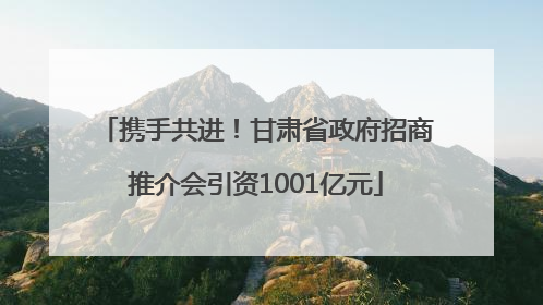 携手共进！甘肃省政府招商推介会引资1001亿元