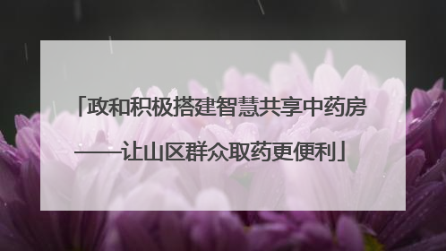 政和积极搭建智慧共享中药房——让山区群众取药更便利
