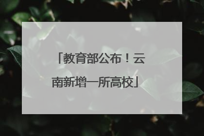 教育部公布！云南新增一所高校