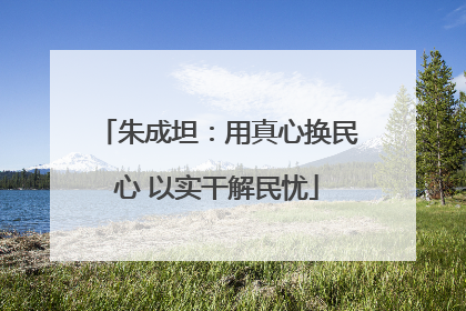 朱成坦：用真心换民心 以实干解民忧