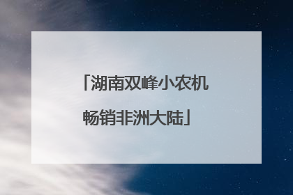 湖南双峰小农机畅销非洲大陆