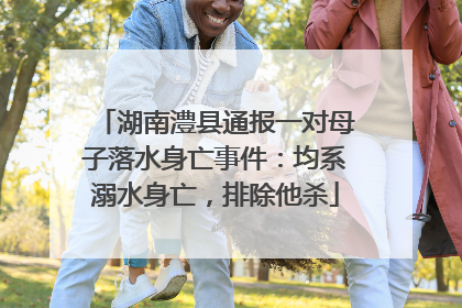 湖南澧县通报一对母子落水身亡事件：均系溺水身亡，排除他杀