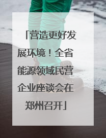 营造更好发展环境！全省能源领域民营企业座谈会在郑州召开
