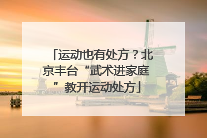 运动也有处方？北京丰台“武术进家庭”教开运动处方
