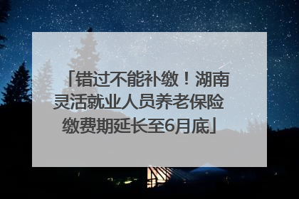 错过不能补缴！湖南灵活就业人员养老保险缴费期延长至6月底