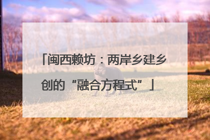 闽西赖坊：两岸乡建乡创的“融合方程式”