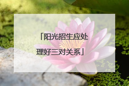 阳光招生应处理好三对关系