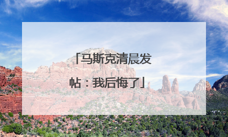 马斯克清晨发帖：我后悔了