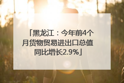 黑龙江：今年前4个月货物贸易进出口总值同比增长2.9%
