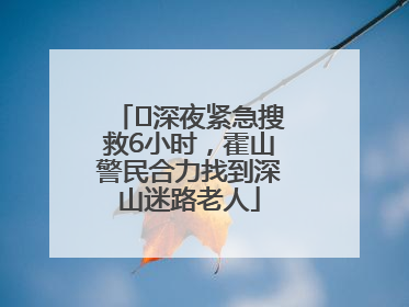 ﻿深夜紧急搜救6小时，霍山警民合力找到深山迷路老人