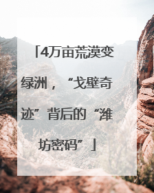 4万亩荒漠变绿洲，“戈壁奇迹”背后的“潍坊密码”